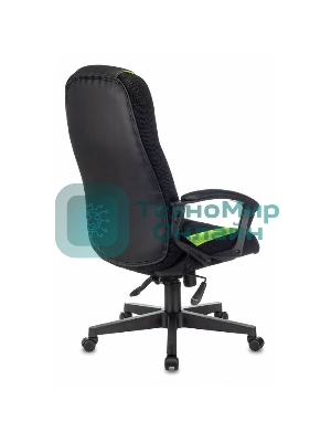 Кресло Бюрократ Zombie 9 черный/салатовый, экокожа, 120 кг, механизм качания