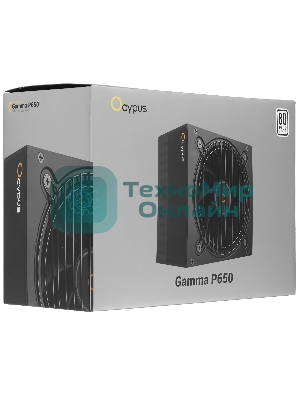 Блок питания 650W Ocypus Gaммa P650 BK (ATX, 80 PLUS, APFC, 20+4 pin, 120мм fan, PCI-E 6+2Px4, 6xSATA) (Gaммa-P650-W1HDBK024X-EU)