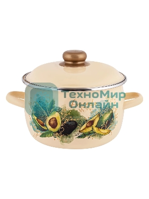 Кастрюля Appetite 1MC161P Avocado с крышкой, сферическая эмалированная 2 л