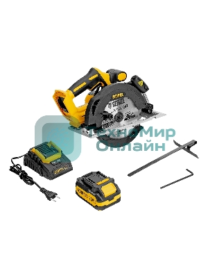 Пила циркулярная аккумуляторная бесщет. Denzel CCSH-BL-20-185, 185 мм, Li-Ion, 20 В