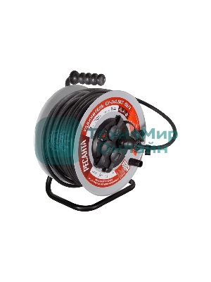 Удлинитель силовой Ресанта СУ-3х2,5КГ-50/3 (61/118/10) 2x1.0 кв.мм 4 розет. 40 м ПВС катушка серый