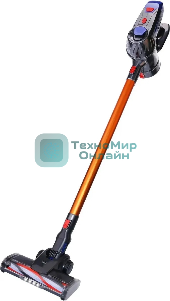 Пылесос вертикальный BQ VC1002H серый/золотой, питание от аккумулятора, 45 Вт, уборка сухая, пылесборник 0.7 л, работа от АКБ max 35 мин