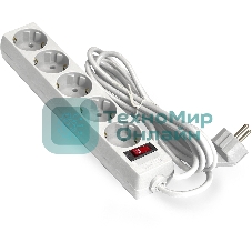 Удлинитель ExeGate EC-5-3W EX279360RUS белый, 3 м, евровилка, 5 розеток, 2200 Вт