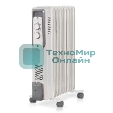 Обогреватель масляный Ballu CUBE BOH/CB-09W (9 секций), белый, 2000 Вт, 25 м2, механический термостат