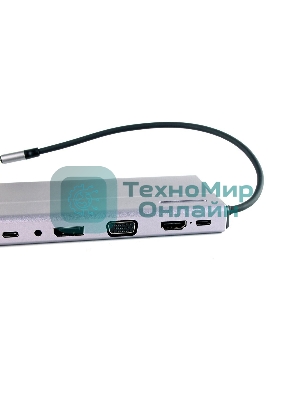 Адаптер VCOM TypeC -->3*USB3.0+2*USB2.0+VGA+RJ45+SD+TF+AUD+HDMI+DP+2*USB3.1 Data+PD