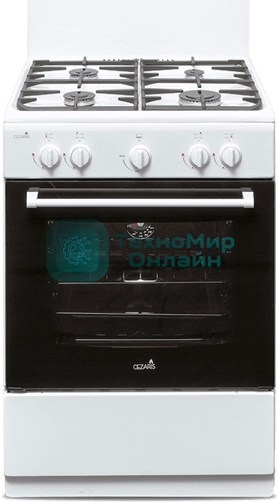 Плита газовая Cezaris ПГ 3200-00 белый, конфорок 4 шт, духовка 59 л, 60 см x 85 см x 60 см