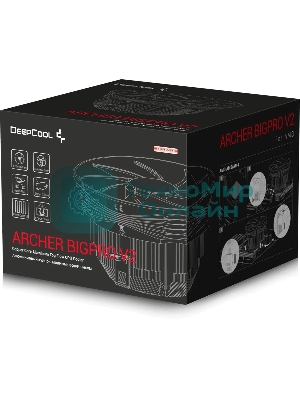 Кулер для процессора DEEPCOOL ARCHER BIGPRO V2 черный/синий, 120 мм, алюминий/медь, 2000 об/мин, 29.7 дБ, 4 pin, 125 Вт, 70 мм