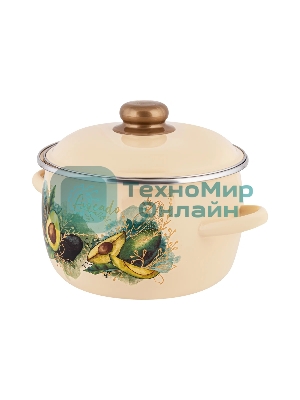 Кастрюля Appetite 1MC161P Avocado с крышкой, сферическая эмалированная 2 л