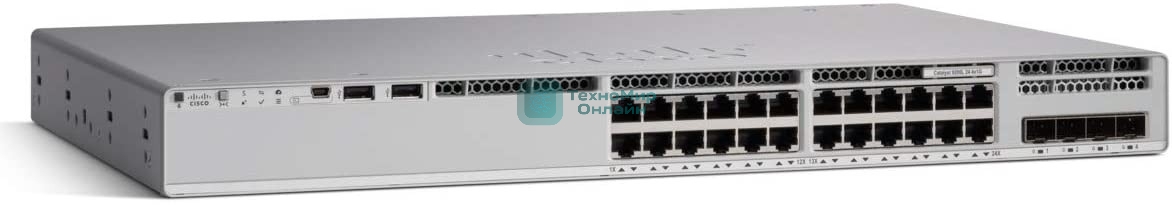 Коммутатор Cisco Catalyst C9300L-24P-4X-E, 24×1 Гбит/с, 4×10 Гбит/с SFP+