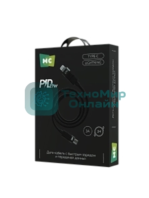 Дата-кабель MORE CHOICE (4620202555021) K87ia USB 3.0A PD 27W для Lightning ng 8-pin Type-C - 1м, черный