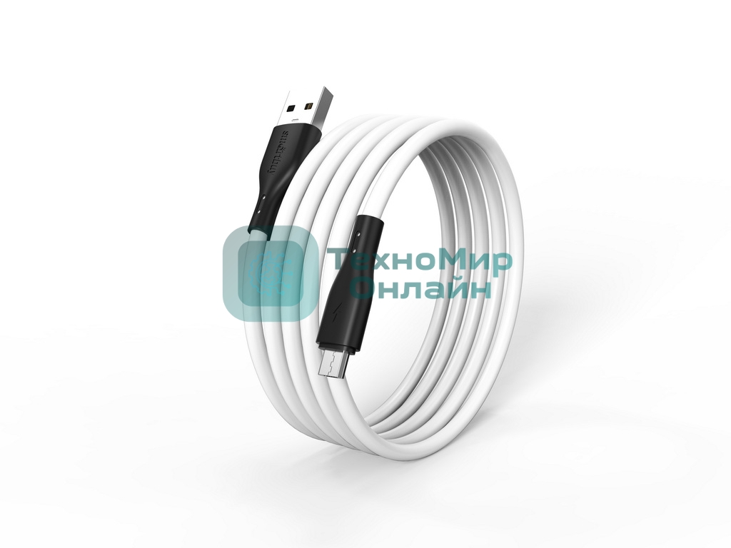 Кабель Smartbuy (iK-12-S21bw) S21 MicroUSB белый, 2.4 А, сил., 1 м