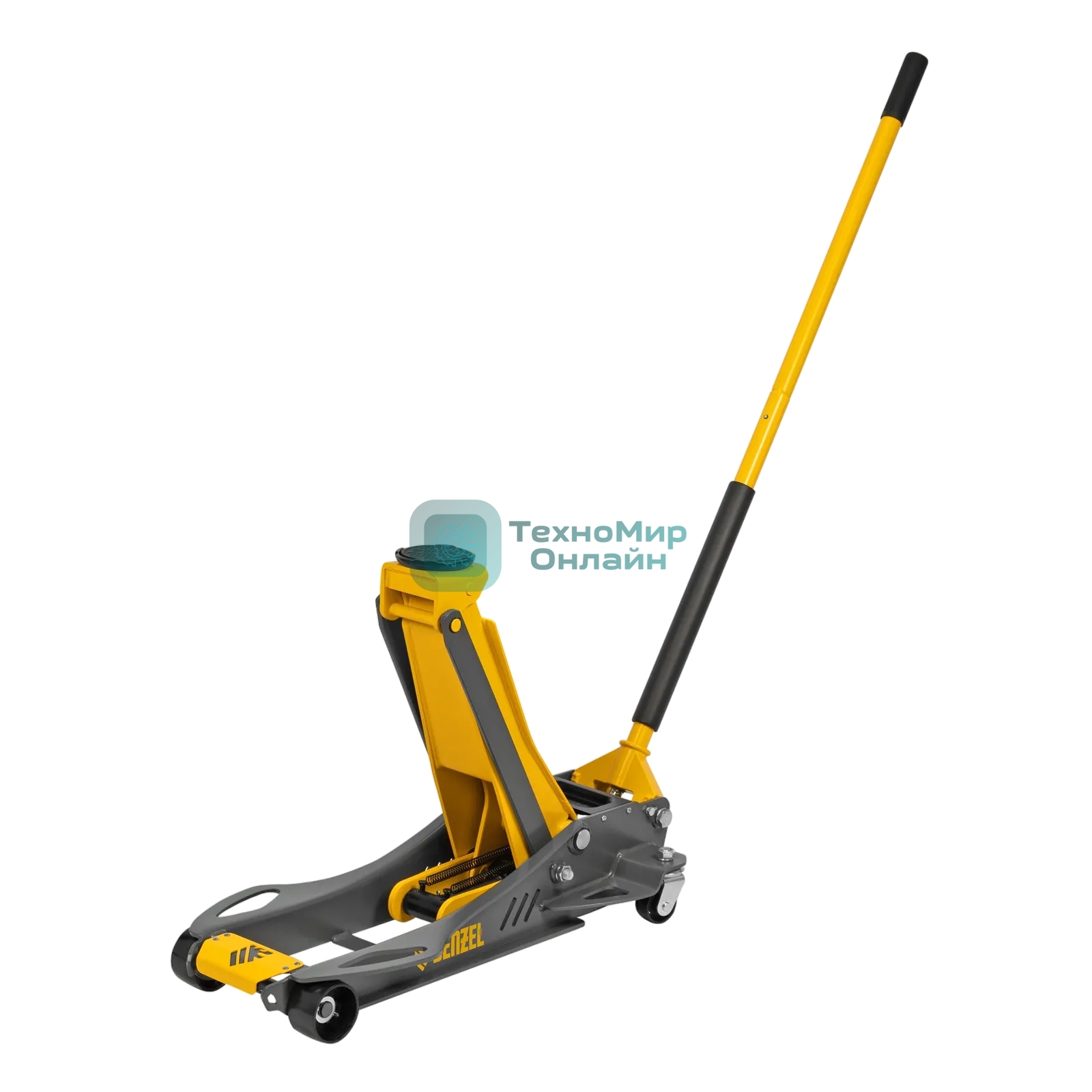 Домкрат гидравлический подкатной Denzel 3,8 т, 110-580 мм, быстрый подъем, низкий подхват, проф.