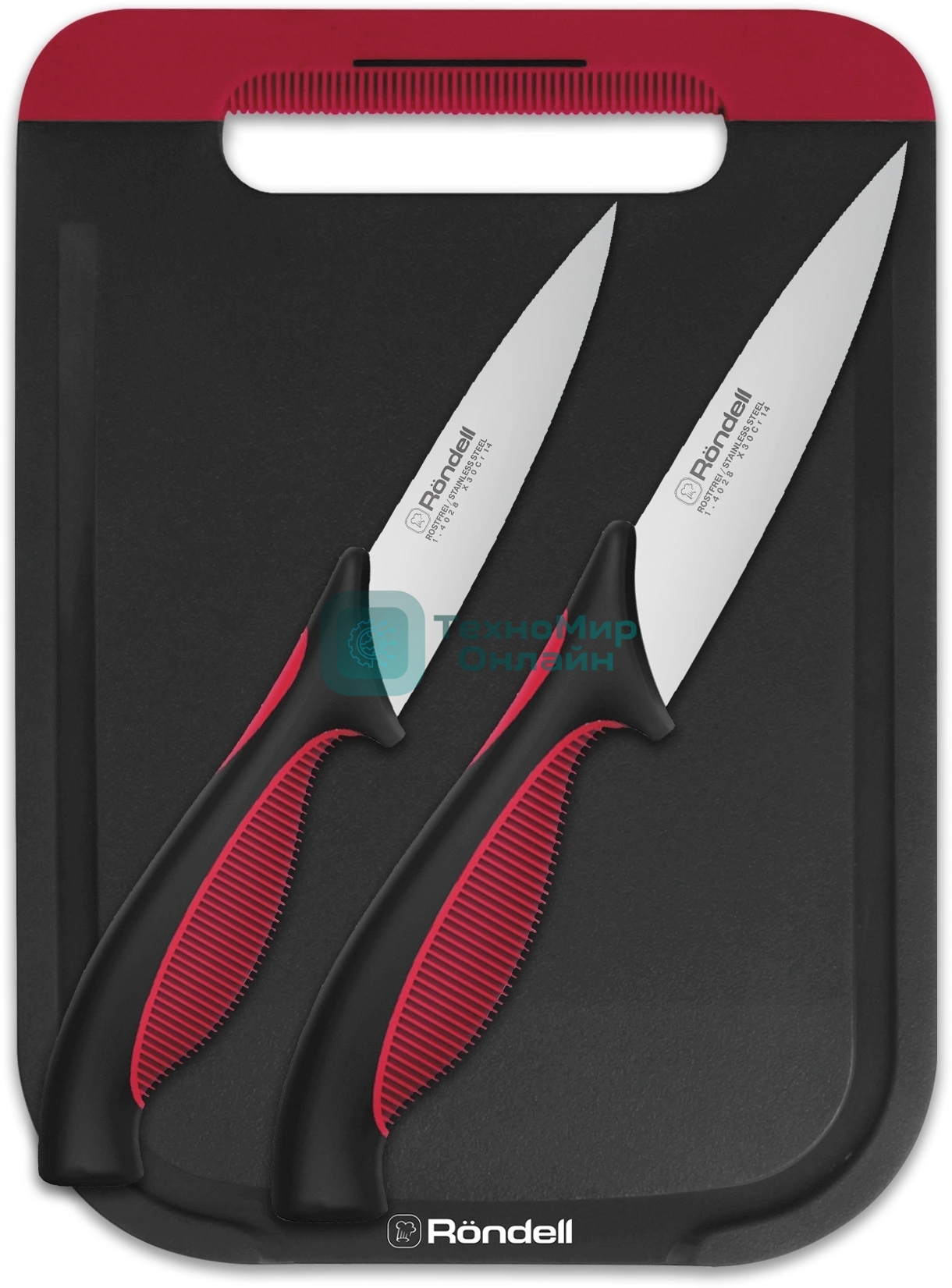 Набор ножей кухонных Rondell Arsenale RD-1975 компл.: 3 предм. разд. дос. черный/красный блистер