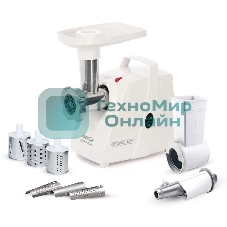 Мясорубка электрическая Аксион М34.02 белый, 1500 Вт, 1.7 кг/мин, защита от перегрузки, насадки - 5