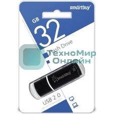 Флешка USB Smartbuy Crown black (SB32GbCRW-K), 32Gb, USB 2.0, R/W 15/5, черный/красный