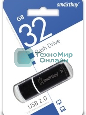 Флешка USB Smartbuy Crown black (SB32GbCRW-K), 32Gb, USB 2.0, R/W 15/5, черный/красный