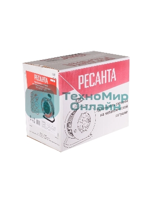 Удлинитель силовой Ресанта СУ-3х2,5КГ-50/3 (61/118/10) 2x1.0 кв.мм 4 розет. 40 м ПВС катушка серый