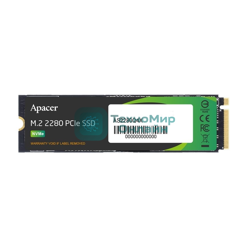 Накопитель SSD Apacer 2Tb, PCIe 4.0 x4, M.2 2280, NVMe, R/W 5000/4400, с радиатором