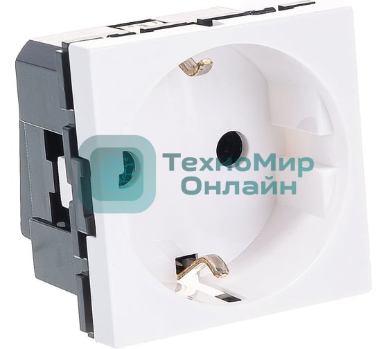 Механизм розетки 1-м СП Mosaic New 2мод. с заземл. бел. Leg 077210
