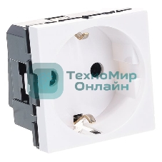 Механизм розетки 1-м СП Mosaic New 2мод. с заземл. бел. Leg 077210