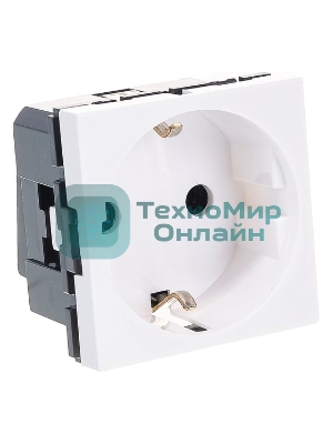 Механизм розетки 1-м СП Mosaic New 2мод. с заземл. бел. Leg 077210
