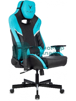 Кресло Knight Thunder 5X черный/голубой, экокожа, 120 кг, механизм качания