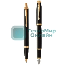 Набор ручек Parker IM Core FK221 CW2093216, Black GT, M, сталь нержавеющая, коробка подарочная, перьевая, ручка шариковая