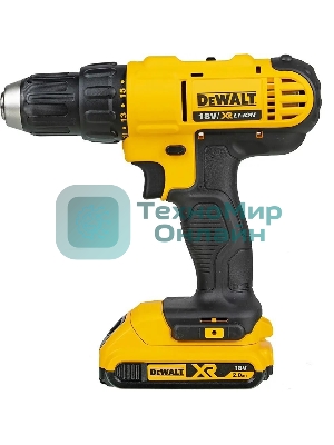 Дрель-шуруповерт DeWalt DCD771D2-QW, 18 В, 2 Ач, 42 Нм, щеточный