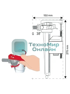 Заливной клапан набора воды JOLLYFILL FL150L3, боковой латунь 3/8