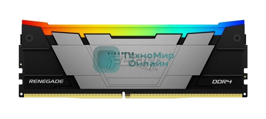 Оперативная память Kingston Fury Renegade, DDR4, 32GB (1x32GB), 3200MHz, CL16, DIMM, с радиатором, RGB, серебристый/черный