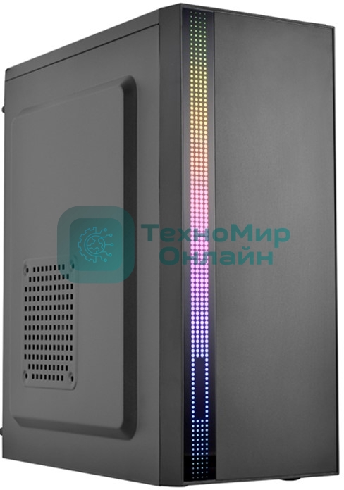 Компьютерный корпус ATX Filum S17 черный, без БП, RGB strip, USB 3.0