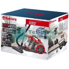 Пылесос Sakura SA-8315R красный,2400 Вт,пылесборник контейнер, 2 л