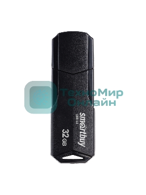 Флешка USB SmartBuy CLUE black (SB32GbCLU-K3), 32Gb, USB 3.0/3.1, R/W 70/25, черный