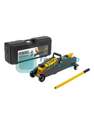 Домкрат гидравлический подкатной Denzel 2т, 135-385 мм, в пласт. кейсе