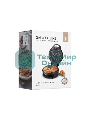 Вафельница Galaxy Line GL 2987, черный с серебристым, с несъемными пластинами, 1200 Вт