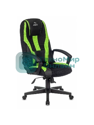 Кресло Бюрократ Zombie 9 черный/салатовый, экокожа, 120 кг, механизм качания