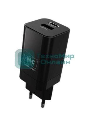 Сетевое зарядное устройство MORE CHOICE NC85i 1USB+1Type-C 3.0A PD 20W+QC3.0 для Lightning 8-pin Type-C, черный