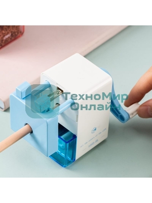 Точилка для карандашей механическая Deli EH515-BL, 1 отверстие, пластик, голубой/белый, пластиковый бокс