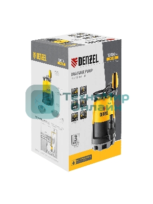 Дренажный насос Denzel DP-450S для чистой и грязной воды, 450 Вт, напор 6 м, 12000 л/ч