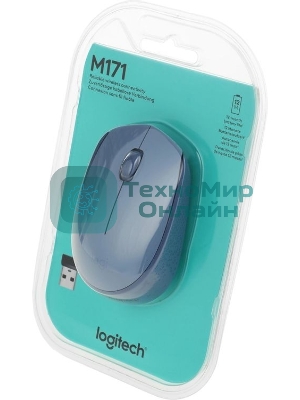 Мышь беспроводная Logitech M171 голубой, 1000 dpi, радиоканал, USB, кнопки - 3
