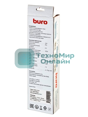Сетевой фильтр Buro 600SH-16-5-B 5 м, 6 розеток, черный, коробка