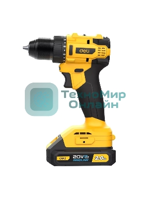 Дрель-шуруповерт Deli DC120, 20 В, 2 Ач, 45 Нм, бесщеточный