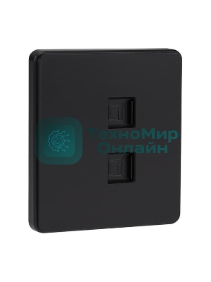 Розетка Kranz ROUND компьютерная двойная RJ45+RJ45 кат6 с/у оникс