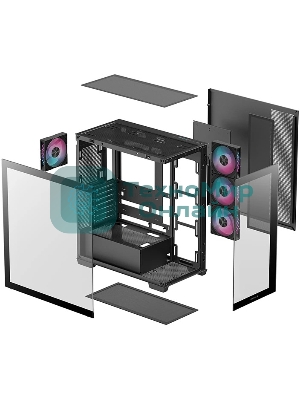 Компьютерный корпус Deepcool CG580 4F черный без БП ATX 6x120мм 3x140мм 2xUSB 3.0 audio bott PSU