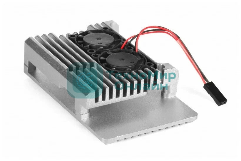 Корпус Qumo Aluminum case with double black fans, Raspberry Pi 4, silver(RS009)