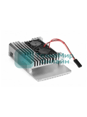 Корпус Qumo Aluminum case with double black fans, Raspberry Pi 4, silver(RS009)