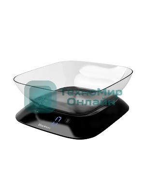 Весы кухонные Blackton Bt KS113 черный, тип управления: сенсорное, дисплей LED, количество высокочувствительных датчиков: 4, выбор единиц измерения: грамм, фунт, унция, миллилитр, интервал измерения: 1 г, максимальный вес: 10 кг, функция вычета веса тары, индикация перегрузки, индикатор замены батарейки, автоматическое и ручное отключение, автообнуление, материал корпусаластик, нескользящие ножки, источник питания: 3 х AAA, номинальное напряжение: 4.5 В