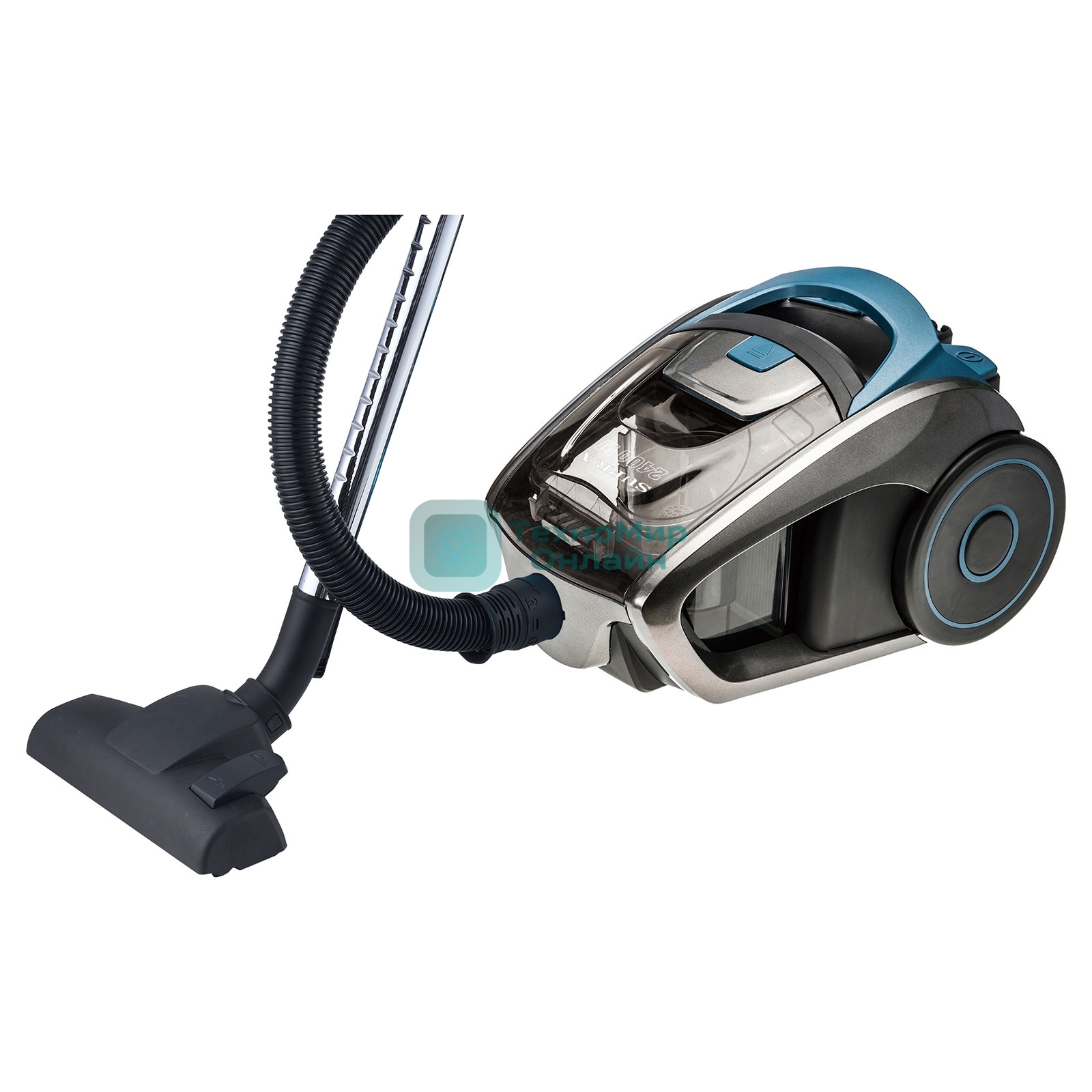 Пылесос SUPRA VCS-2400 серый/синий, 380/2400 Вт, уборка сухая, пылесборник контейнер 2 л