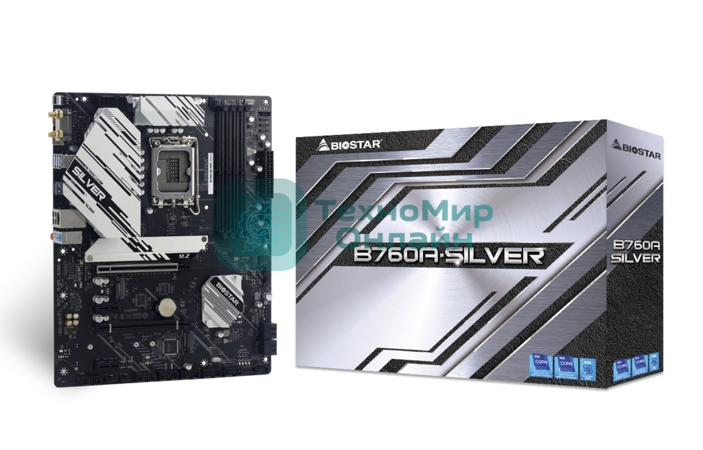 Материнская плата Biostar B760A-SILVER, LGA 1700, Intel B760, 4xDDR5, 4xSATA, 3xM.2, 1xPCIe 5.0 x16, 1xPCIe 4.0 x4, 2xPCIe x1, 1xHDMI, 1xDP, 1x 2.5Gb LAN, 5xUSB-A 3.2 Gen 2, 2xUSB-A 2.0, 1xUSB-C 3.2 Gen 2, 3x3.5 мм, 7.1, ATX