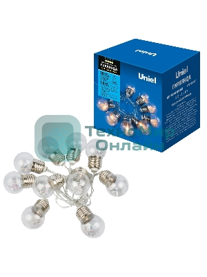 Гирлянда светодиодная Uniel Лампочки ретро на батарейках 3AA (не в/к) 18м 10 светодиодов теплый белый свет ULD-S1800-010/STB/3AA WARM белый IP20 RETRO BULBS
